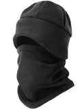 CYPERROCK Winter Beanie Hat Scarf Set with Ear Flaps for Men Women Knit Fleece Lined Skull Cap Windproof Neck Warmer Gaiter Black
