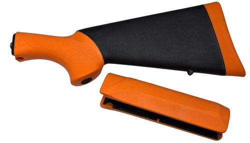 Hogue OverMolded Less Lethal Shotgun Stock with Forend for Remington 870 (12 Gauge), Orange - 08742