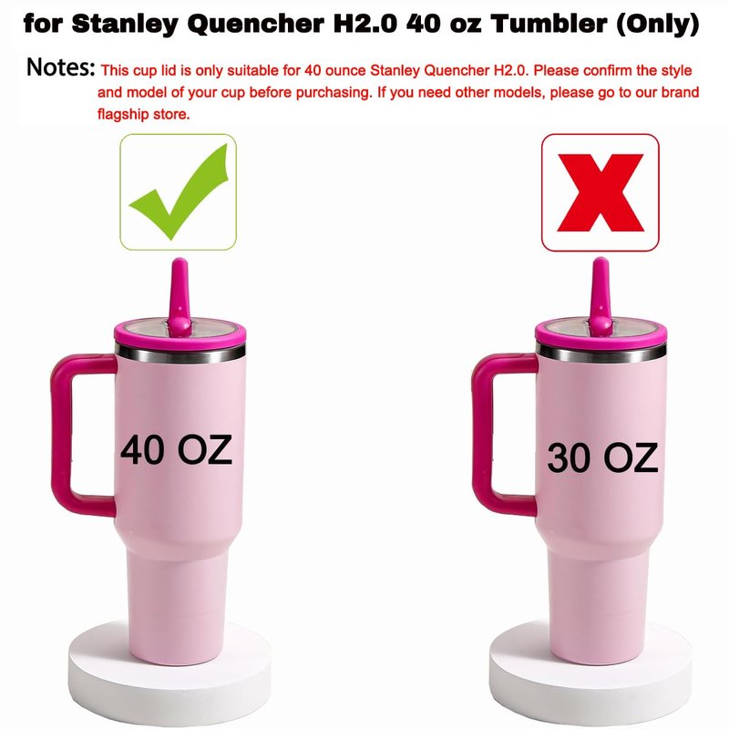 Aooiiysd 2 Pack Stanley Flip Straw Lid, with Leak Proof, Stanley Cup Accessories, Stanley Lids Replacement for Stanley Quencher H2.0 40 oz Tumbler (Only), BPA Free (Beige and Black Set)
