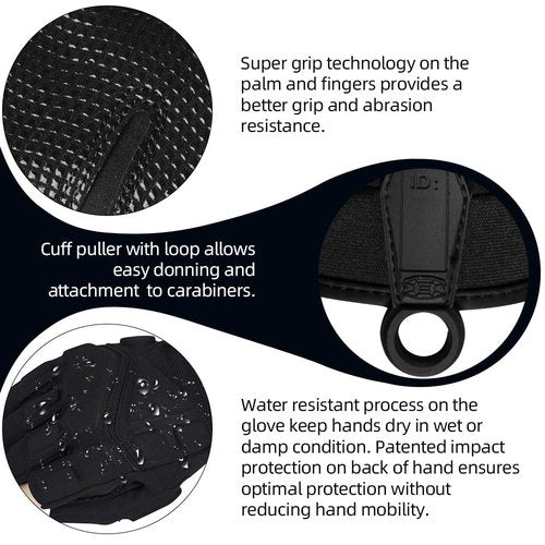 Seibertron S.O.L.A.G-HI 2.0 Half Index Finger Tactical Gloves - Versatile Gloves for Outdoor Activities, Including Cycling, Motorcycle Riding, and Climbing Black L