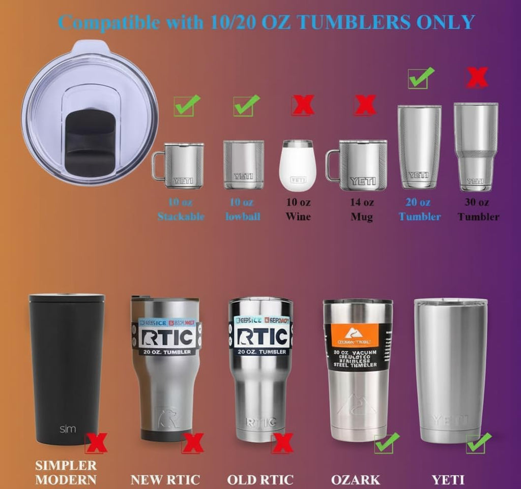 YETI 20oz Tumbler Lids - Magnetic Slider, Spill-Proof & Leak-Proof, BPA-Free Replacement | 2 Pack