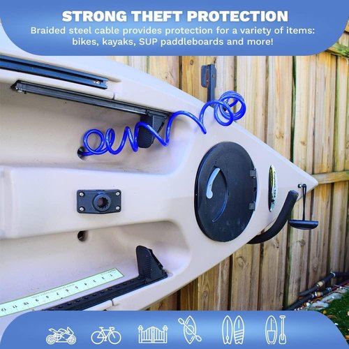 DocksLocks Weatherproof Coiled Security Cable Lock - 5ft to 25ft Lengths | Resettable Combination for Anti-Theft Protection on Kayaks, Bikes, and More