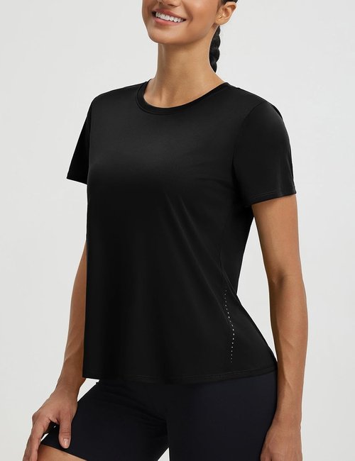 Baleaf Women's Athletic Workout Shirts - Breathable Sun Protection T-Shirts for Gym & Running