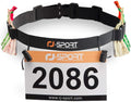 RJ-Sport Race Number Belt - Triathlon Bib Holder with 6 Energy Gel Loops | Ideal for Running & Cycling