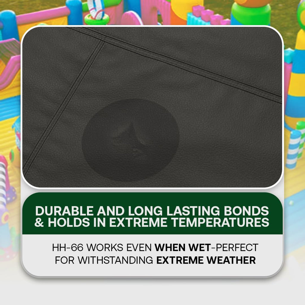 RH Adhesives Vinyl Patch Kit - 10" x 10" Reinforced Flexible PVC with HH-66 TF Vinyl Cement & Brush | Black
