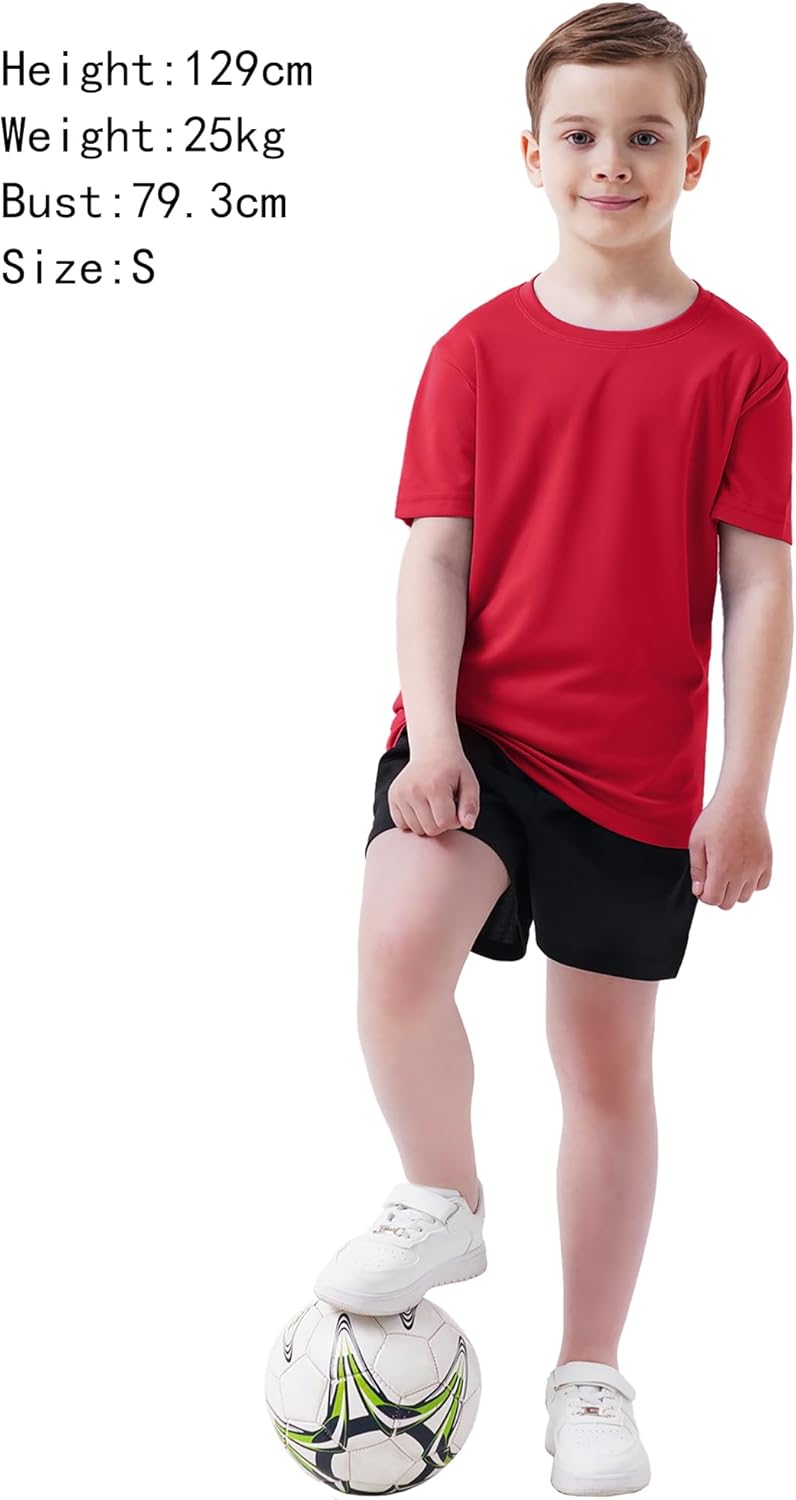 Skiennix Boys Athletic Shirt - Quick Dry Short Sleeve Performance Tee for Youth