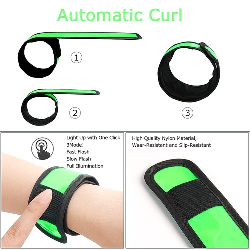 esonstyle Pack of 6 LED Light Up Band Slap Bracelets Night Safety Wrist Band for Cycling Walking Running Concert Camping Outdoor Sports