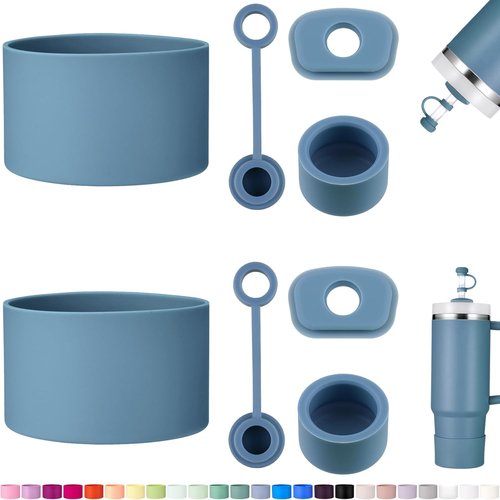 HYZ Silicone Spill Proof Stopper Set - 8 Piece Accessories for Stanley H2.0 Tumblers | Indigo