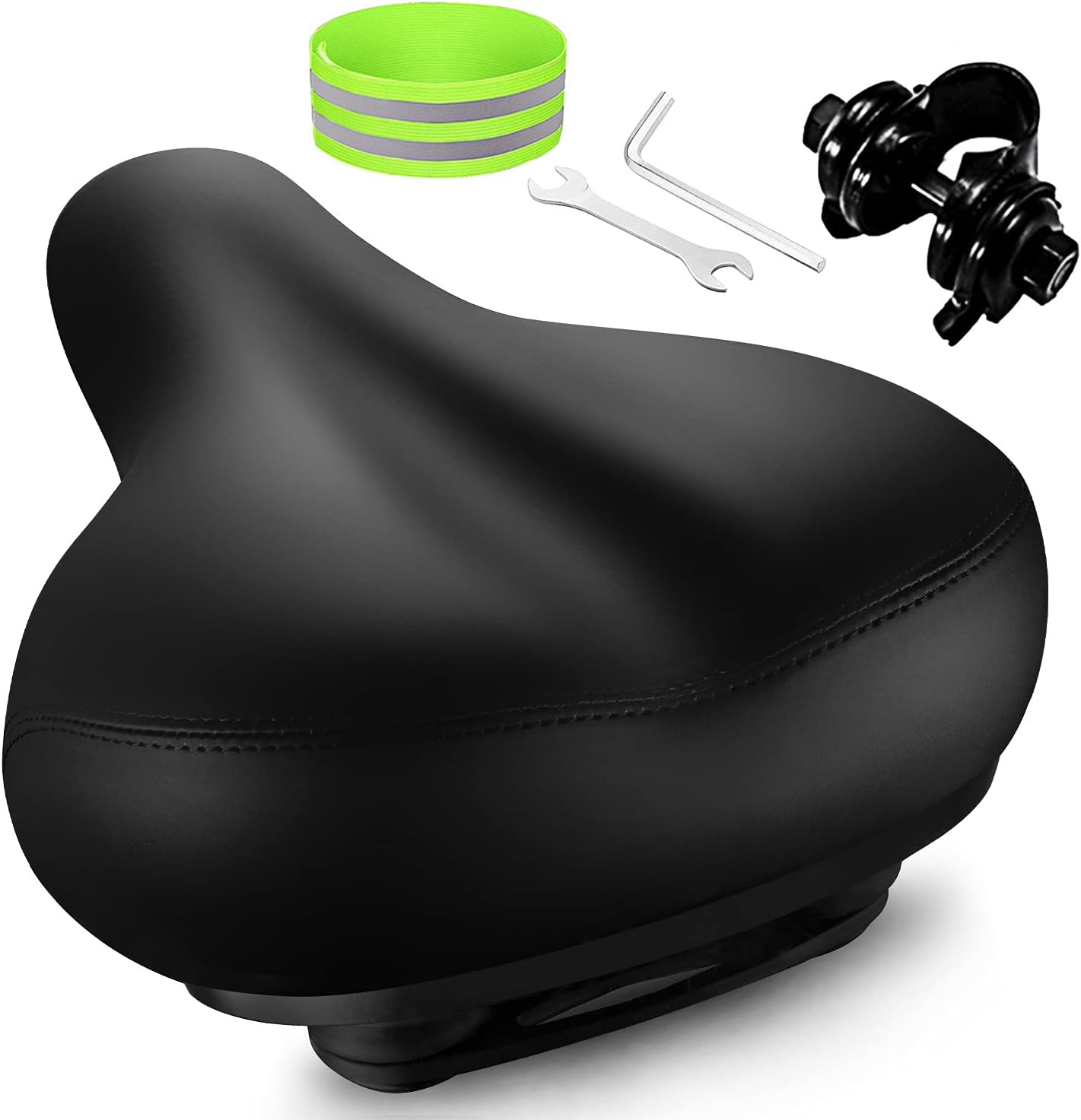 Skiennix Wide Bicycle Seat - Comfortable Memory Foam, Sweatproof Design | Best Replacement for Exercise & Mountain Bikes