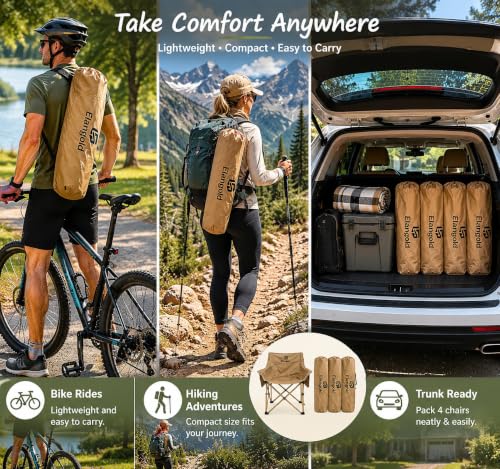 4-Pack Portable Folding Camping Chairs Set - Outdoor Seating for 300 Lbs