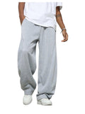 SHENHE Men's Wide Leg Loose Sweatpants Open Bottom Drawstring Workout Gym Baggy Pants Grey Medium