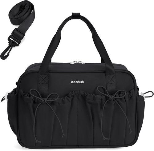 ECOHUB Mini Gym Bag for Women - Stylish Duffle with Wet Compartment | Black Tote for Yoga & Travel