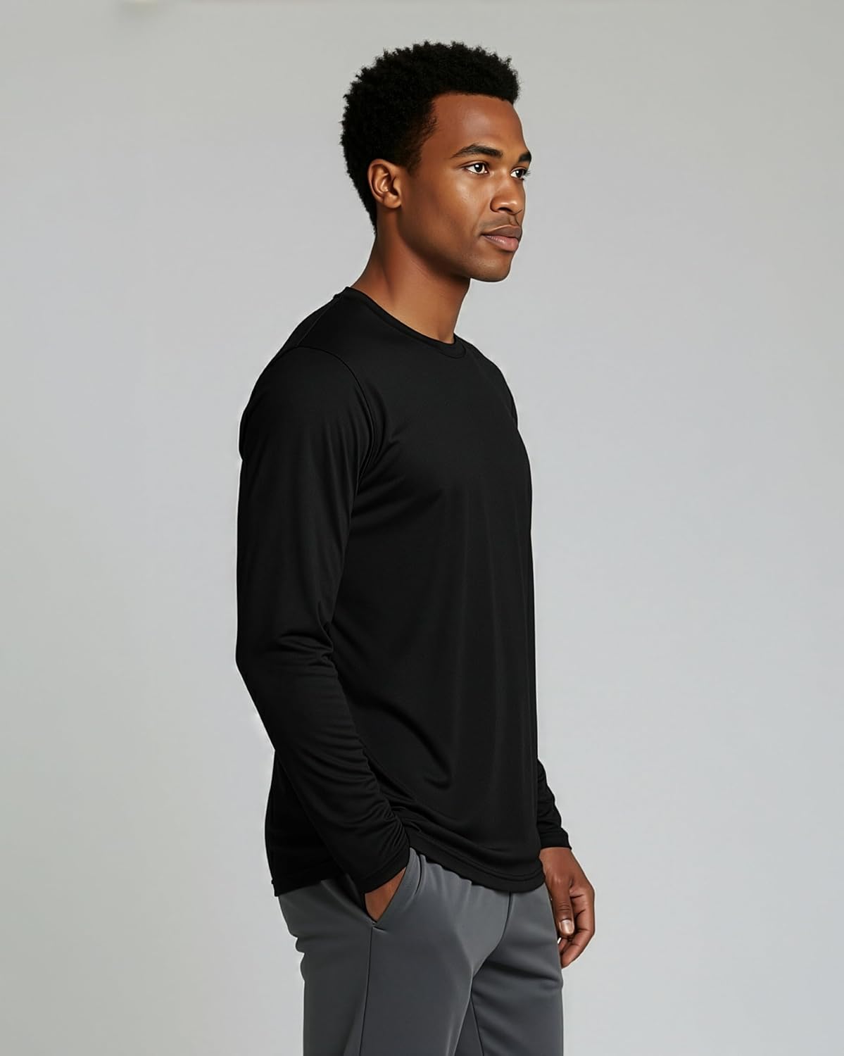 Real Essentials Men's Quick Dry Athletic Long Sleeve T-Shirt - UPF SPF UV Protection | 3 & 5 Pack, Big & Tall Available