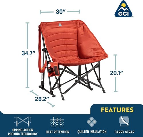 GCI Outdoor Puff Rocker Chair - Portable Comfort for Camping & Relaxation - Black