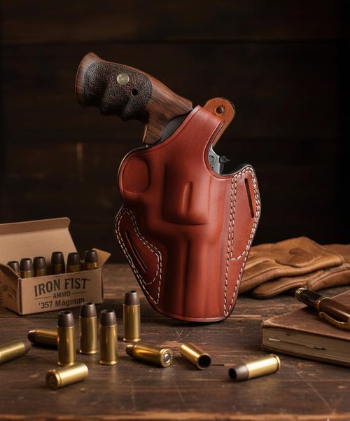 Leather Holster for Taurus 856 Defender 3" Barrel, OWB Thumb Break, Genuine Leather, Right Handed, ShnLeather (Brown)