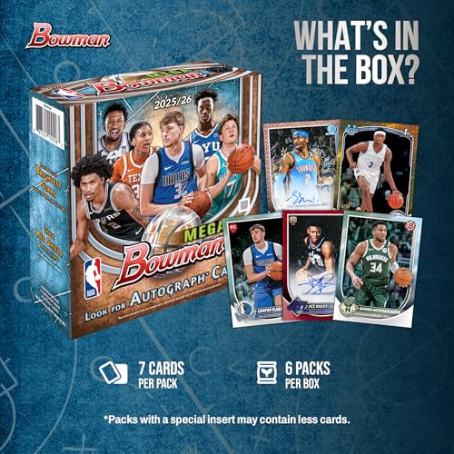 2025-26 Bowman NBA Basketball Mega Box – Factory Sealed Collectible Trading Cards