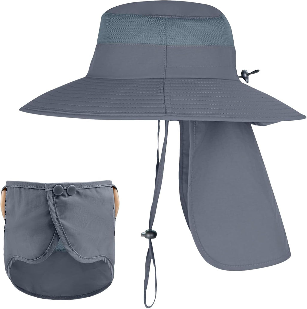 Sun Hats | UPF 50+ Breathable Fishing Hat for Men & Women - Wide Brim Summer Safari Hat with Neck Flap