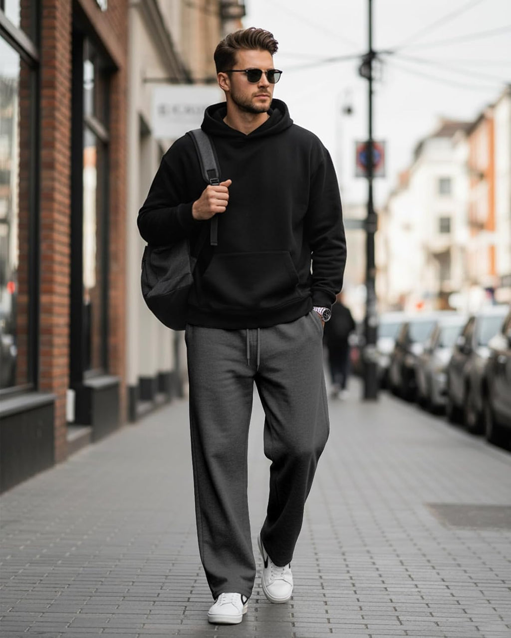 WaterWang Men's Fleece Joggers - Casual Loose Fit Athletic Sweatpants with Pockets | Comfortable Cotton