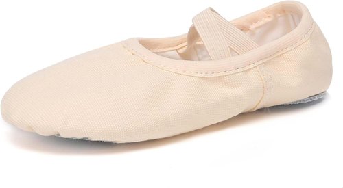 Danzcue Ballet Shoes for Girls - Soft Canvas & PU Leather Dance Slippers | Non-Slip Soles for Toddlers & Kids
