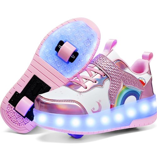 Nsasy Girls Boys Roller Shoes with LED Light Up Wheels Sneakers Kids Roller Skates Shoes for Kids for Children