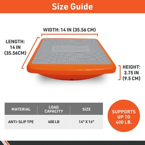 Body Sport Rocker Board - Lightweight Non-Skid Wobble Board for Balance Training & Therapy | 400 lb Capacity