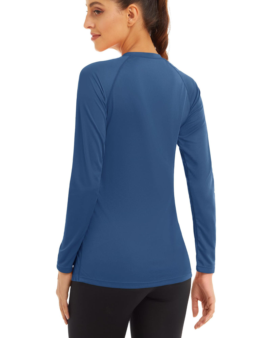 MAGCOMSEN Running Shirts Women Athletic Shirts Women T Shirts for Women Workout Shirts for Women UV Shirts for Women Long Sleeve Shirts Summer Tee Blue Grey