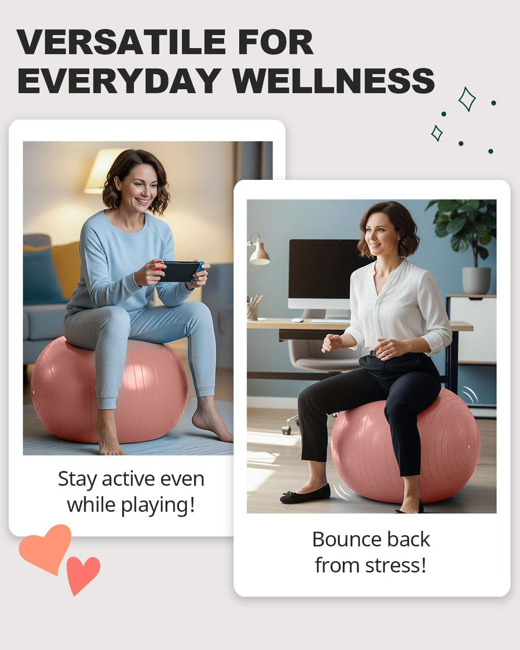 Trideer Exercise Ball - Stability Ball for Yoga & Pilates | Home Gym & Office Chair, 5 Sizes Available