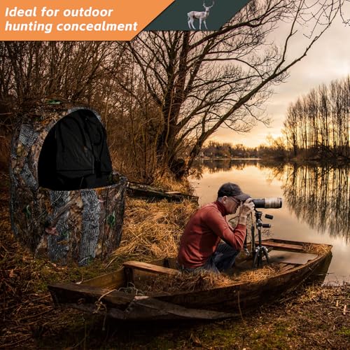 FUNHORUN See Through Hunting Chair Blind - 1 Person Ground Camouflage Tent
