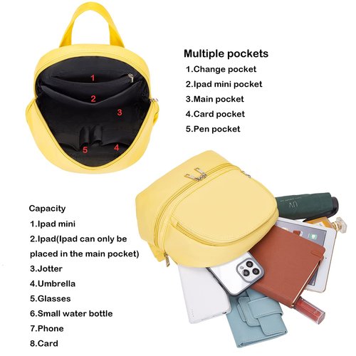 YiXiamo Cute Fashion Mini Backpack Leather for Women (yellow1)