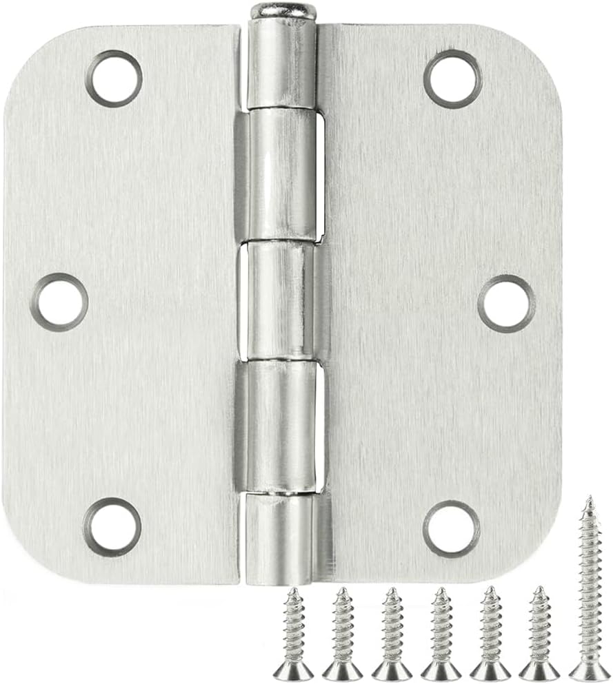 Cando 18-Pack Satin Nickel Door Hinges - Heavy Duty 3.5 Inch x 1/2" Rounded 5/8 Radius for Interior Doors