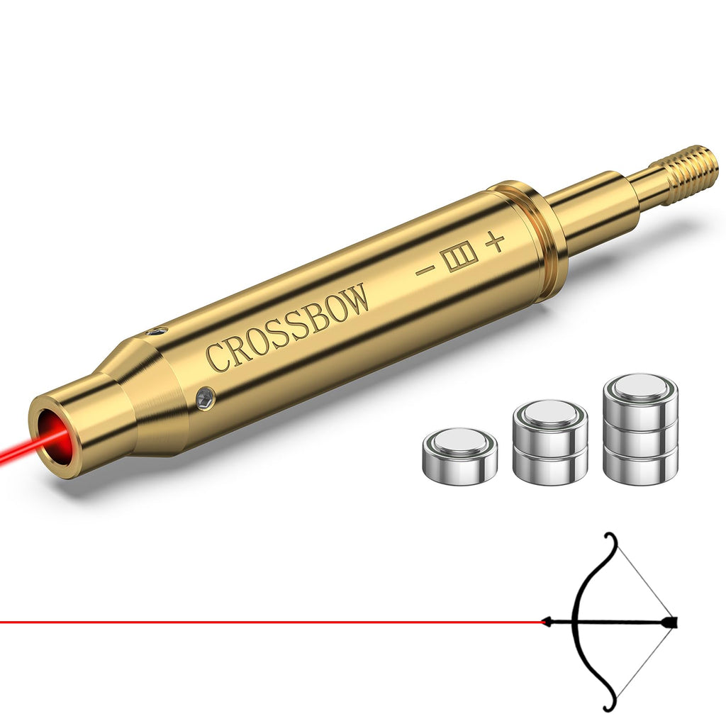 MidTen Crossbow Red Laser Bore Sight Crossbow Bow Archery Arrow Laser Boresighter Arrow Thread-On Crossbows Laser Sighting Tool with 2 Sets of Batteries