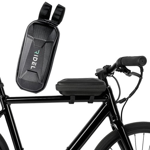 Ridel Bike Bag for Front Frame with Double Zippers - Water Resistant Handlebar Bag with 4 Adjustable Straps - Bike Bags for Bicycles Headtube Ideal for Storing Essentials Like Phone, Keys & Snacks