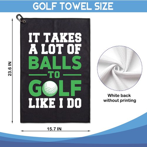 GEYGIE It Takes A Lot of Ball to Golf Like Printed Microfiber Golf Towel, Funny Golf Towel Gifts and Golf Accessories for Men Women Dad Mom Grandpa, Fathers Day Birthday Gift for Golf Lover