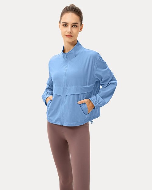 Locachy Women's Athletic Jacket - Lightweight Zip-Up with Stand Collar for Sun Protection | Perfect for Outdoor Workouts
