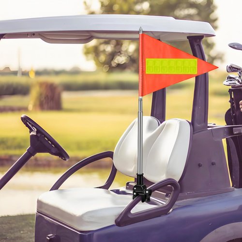 Bike Flag with Pole for Safety, High Visibility Double-sided Reflective Bicycle Flag, Tear-Resistant Waterproof Orange Triangle Golf Cart Wheelchair Flag (Telescopic 20-120cm)