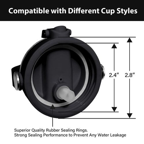 HYDROWION 2 Pack Auto Flip Straw Lid with Button Lock for Wide Mouth Water Bottle 12, 18, 24, 32, 40, 64oz, Great Lid for Hydro Flask, Takeya, Iron Flask,Black&Blue