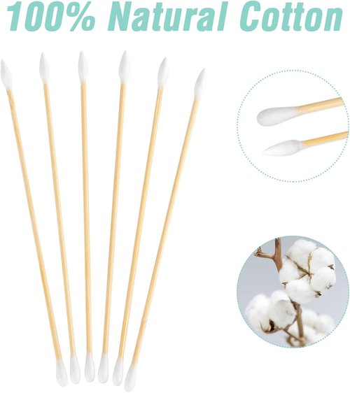 BOOSTEADY Cotton Gun Cleaning Swabs - 6 Inch with Durable Bamboo Handle | Choose Your Tip
