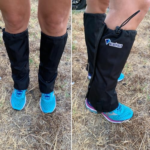 Waterproof Hiking Gaiters for Men Women Ankle Leg Cover Snow Trail Gear - Black Medium