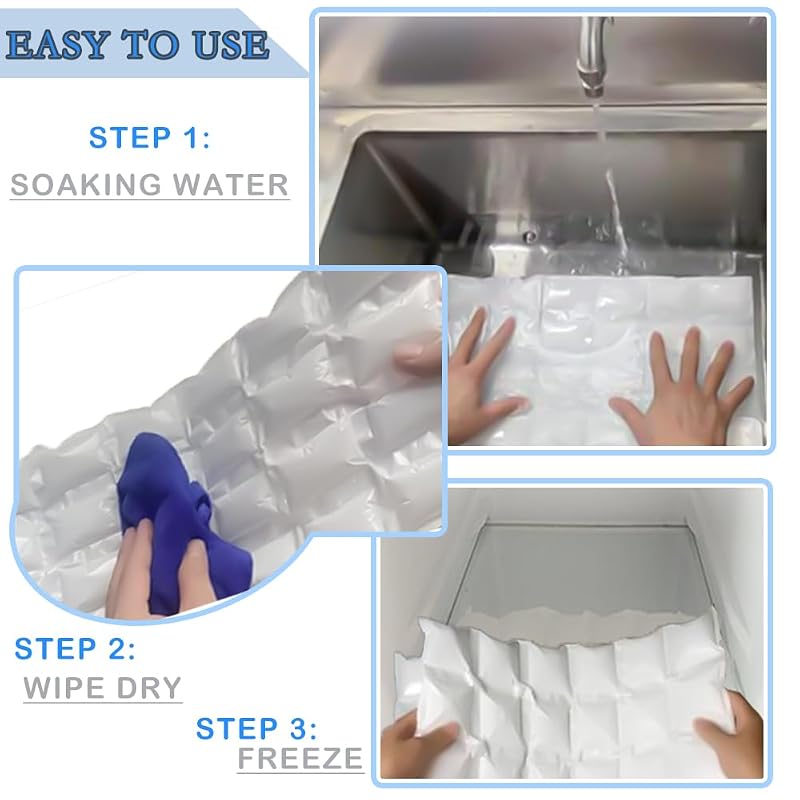 Reusable Ice Sheets for Coolers - Ice Pack Sheets, 96-Packs, Large Flat Ice Blankets (White) - WAQIWARON