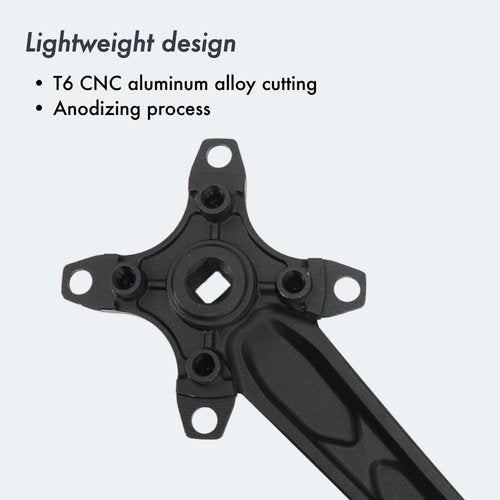 DJC MTB Crankset Square Tapered Hole 104BCD with Chainring 32 34 36 38T 170mm 175mm Bike Crankset Aluminum Black red (170mm Black, 38T)