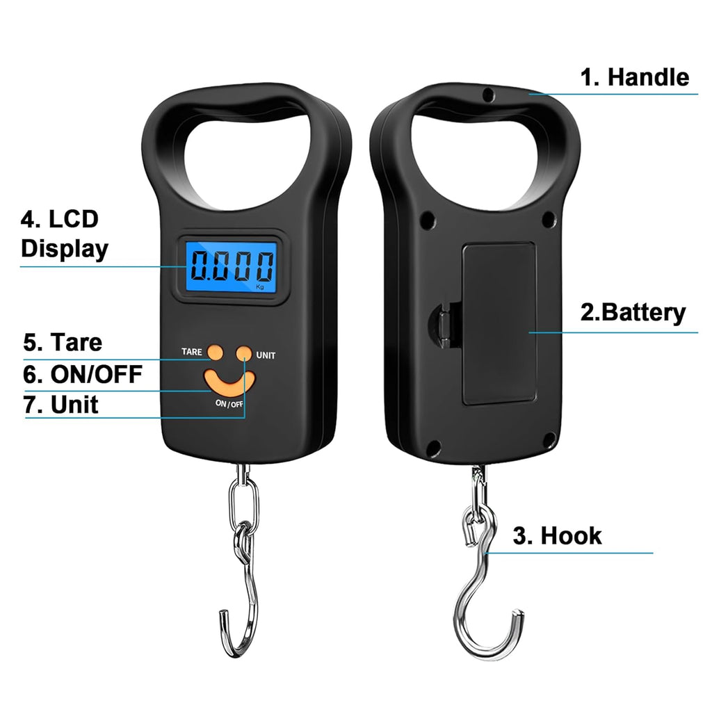 SKEAP Digital Fish Scale | 110lb Capacity with Backlit LCD Display - Ideal Fishing Gifts for Men
