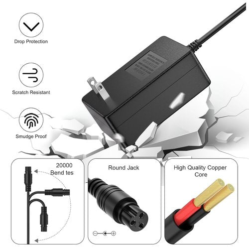 24V Electric Battery Charger for Razor MX350 Dirt Bike Scooter, MX400 Dirt Rocket, E300, E200, E100, Dirt Quad, Pocket Mod, Moped, Motorcycle, Go Kart, 4 Wheeler, 6.6FT