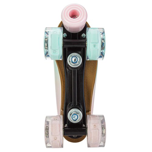 YYW Light Up Roller Skates for Girls and Women - Fantastic Gradient Pink and Green PU Leather, Indoor Outdoor Use for Ages 8-12 (35-US Women 5/ Youth 4)