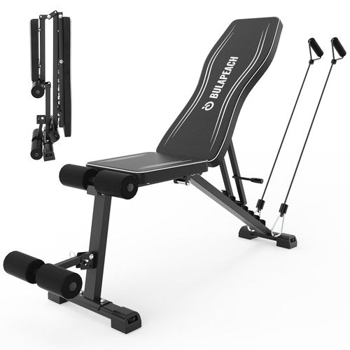 Adjustable Weight Bench Workout Bench for Home Gym, Foldable Workout Bench 700LBS Weight Capacity for Full Body Strength Training,Incline Flat Decline Sit-up Bench (2 Resistance Bands)
