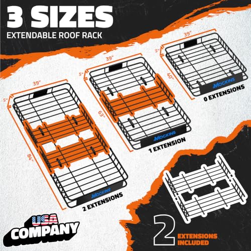 Mockins 84x39x5 Inch XL Extendable Waterproof Car Roof Rack Cargo Carrier with Bag - 35 Cu Ft