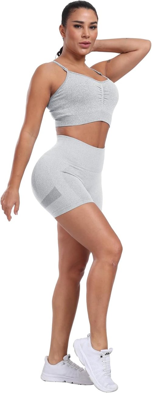 CHRLEISURE Women's High Waisted Booty Shorts - 4 Pack Seamless Scrunch Design for Ultimate Comfort