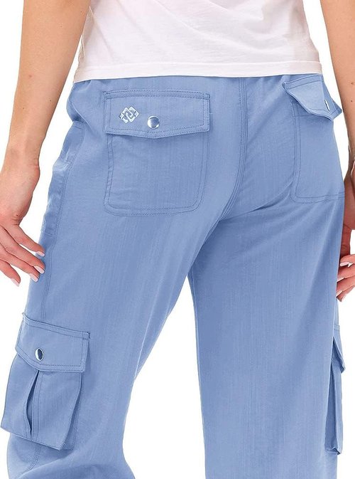 MoFiz Women's Capris - Lightweight Casual Pants with Pockets | Comfortable Baggy Cargo for Hiking