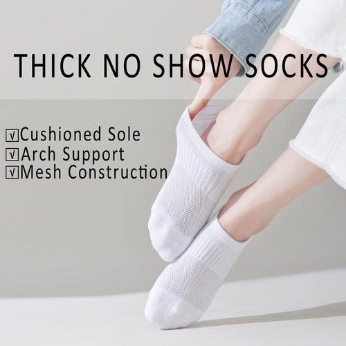 EPEIUS No Show Socks for Women - Cushioned Athletic Ankle Footies | 3/6 Pairs, Non-Slip Design