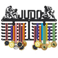 SUPERDANT Judo Medal Hanger Display Sports Medal Holder 6 Rows Wall Mount Judo Medals Hanging Hook Black Metal Display Rack Hangers Iron Race Ribbon Award Organizer for Athletes Player