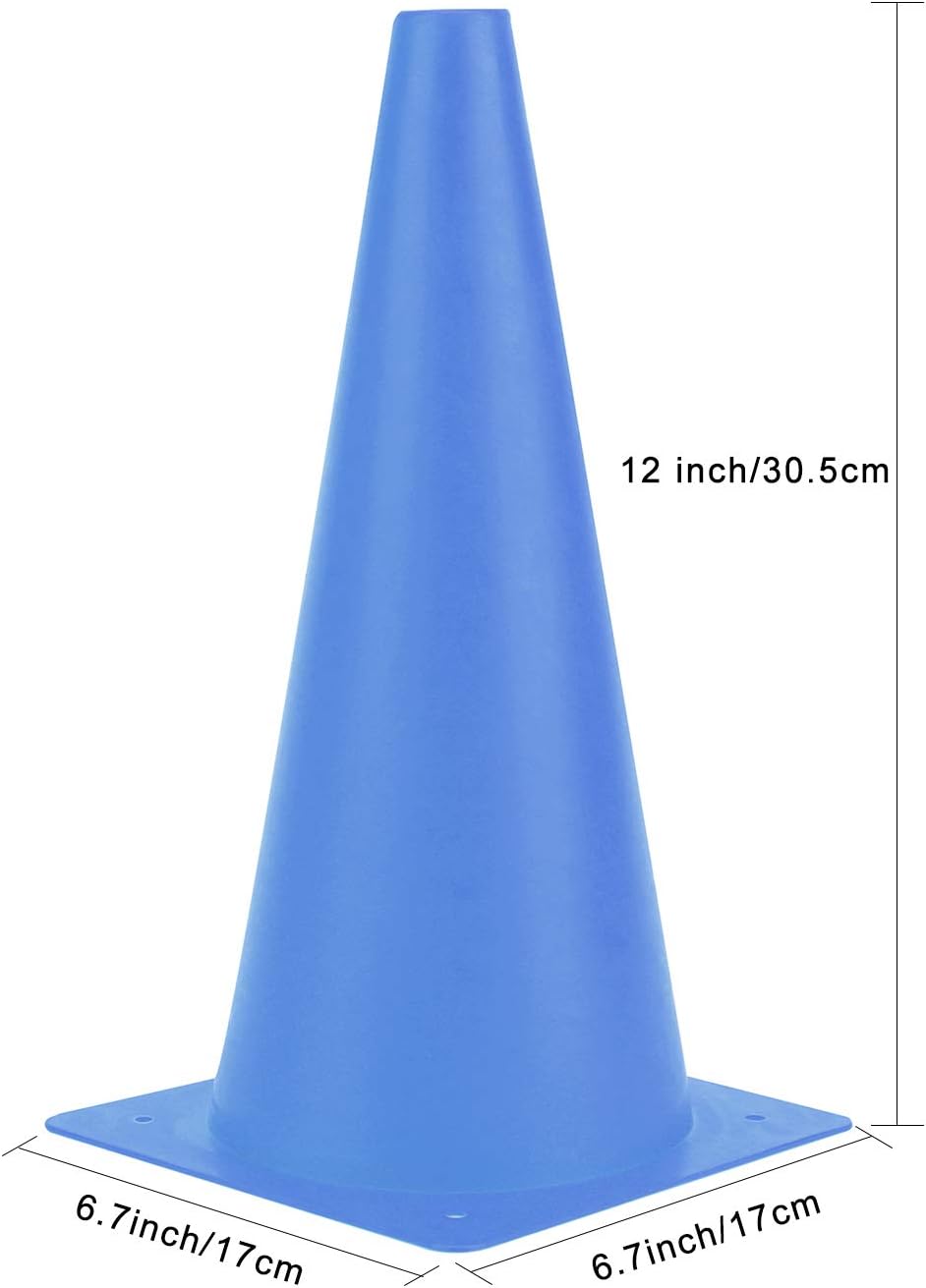 Traffic Training Cones - 12 Inch Plastic Safety Markers for Soccer, Basketball & Football Drills | 6 Vibrant Colors